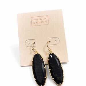 14th & Union Black Oval Stone Gold Tone Dangle Earrings